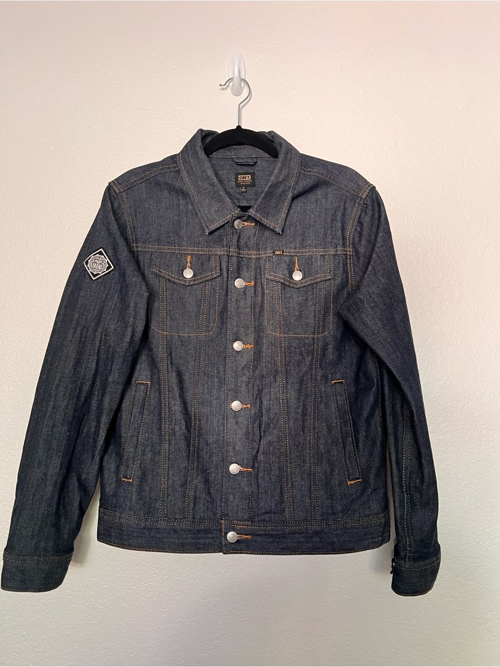 Obey Dark Indigo Denim Jacket with Patch